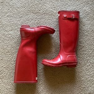 Bright Red Hunter Rain Boots Size 8